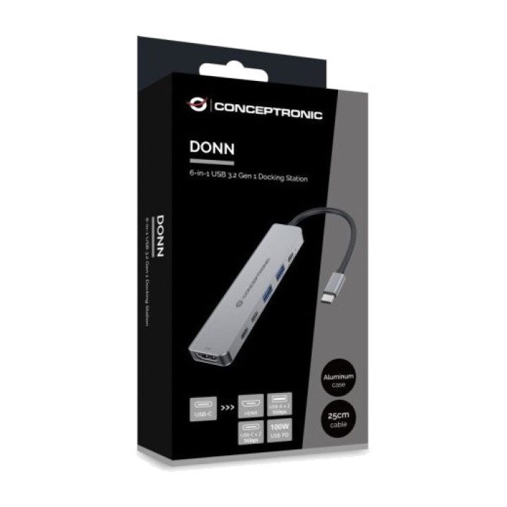 CONCEPTRONIC 6-in-1 USB-C multiport adapter with HDMI