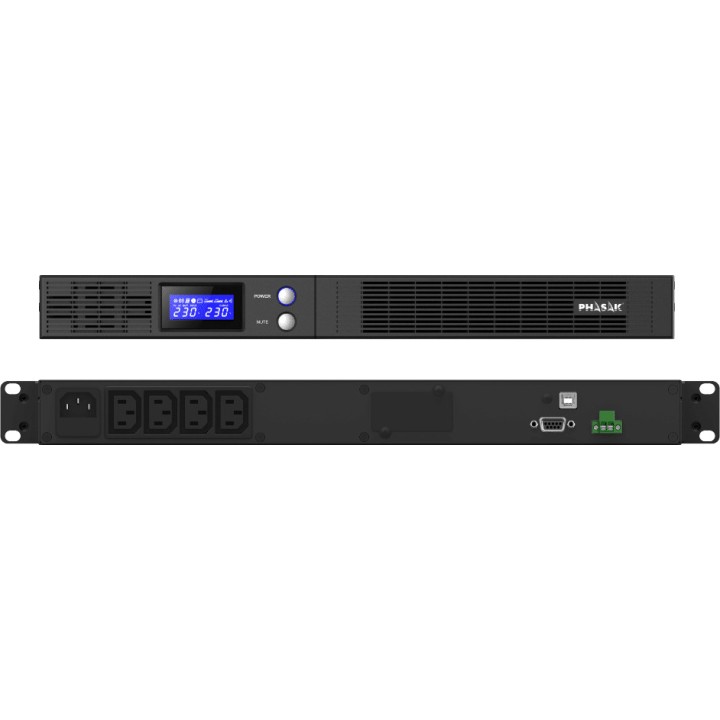 PHASAK UPS interattivo a basso profilo per armadio rack