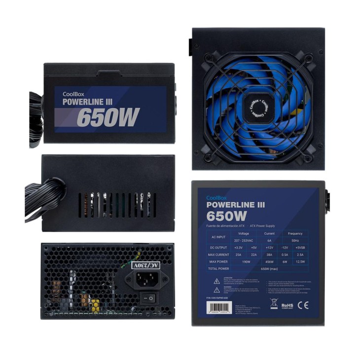 COOLBOX ATX gaming power supply for PC POWERLINE-III 650W