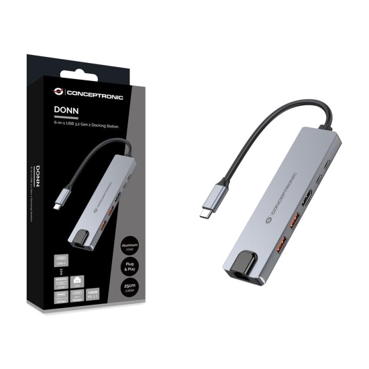 CONCEPTRONIC 6-in-1 USB-C multiport adapter with HDMI