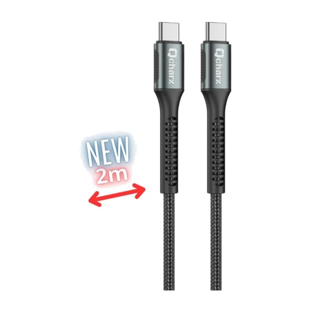 splietaný nabíjací a dátový kábel s hliníkovými konektormi pre mobil prague-2m usb-c/c 60w