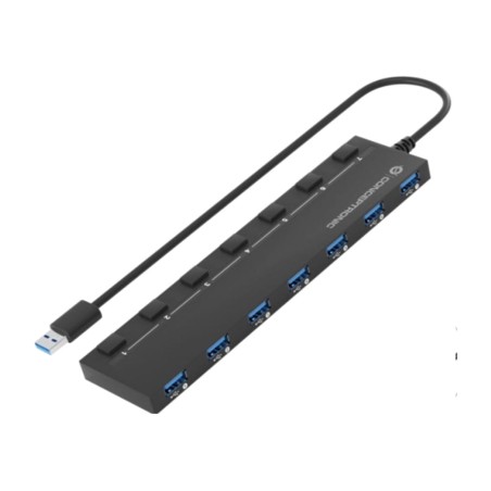 7-port-usb-hub mit schaltern, magneten und netzteil hubbies19bp 3.0 5gbps