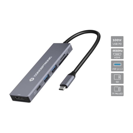 6-in-1-usb-c-multiportadapter mit hdmi donn23g 4k 60 hz pd 100 w usb3.0 sd/microsd