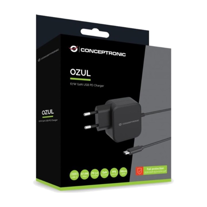 CONCEPTRONIC GaN laptop charger with integrated USB-C cable