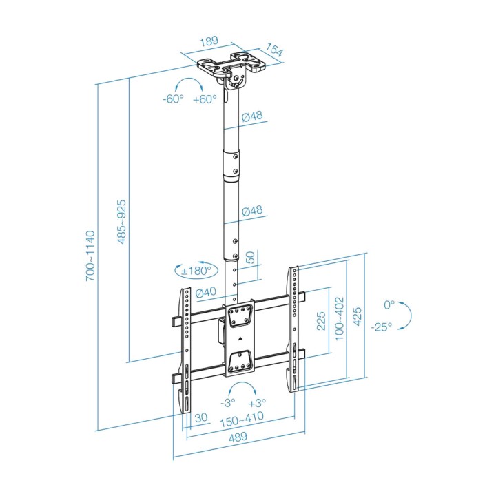TOOQ Ceiling mount for TV LPCE1186TSLI 43-86" 60KG