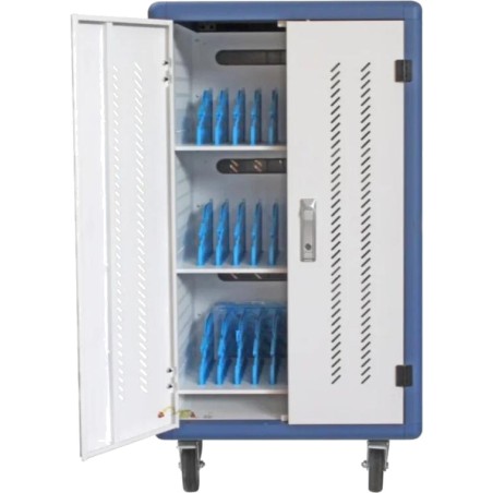 armoire de recharge à roulettes avec 30 compartiments pour ordinateurs portables, tablettes et smartphones pht-3530