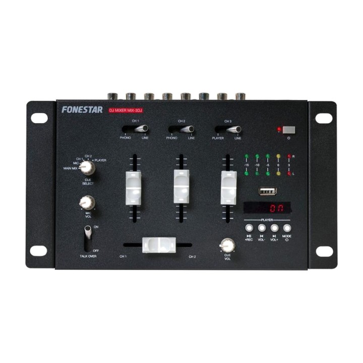 FONESTAR Bluetooth DJ mixer with 3 channels and USB audio