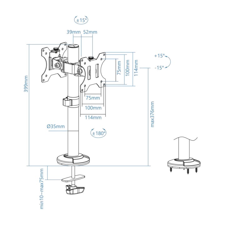 TOOQ Support de bureau pour deux moniteurs DB1132TN 32" 8KG