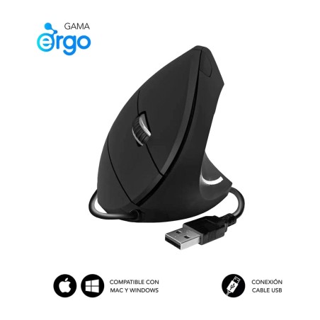 mouse verticale ergonomico con cavo usb glide-ergo