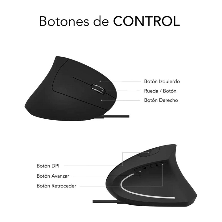SUBBLIM Mouse verticale ergonomico con cavo USB GLIDE-ERGO