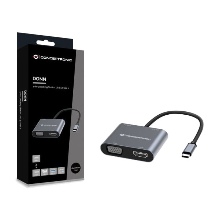 CONCEPTRONIC Multiport adapter USB-C 4 v 1 s HDMI in VGA
