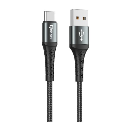 cable de càrrega ràpida amb cordó metàl·lic i connectors d'alumini per a mòbil lyon-1m usb-a/c 3a