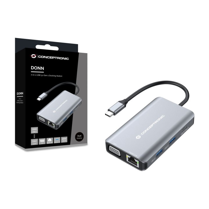 CONCEPTRONIC USB-C-Dockingstation 7-in-1 mit HDMI und VGA