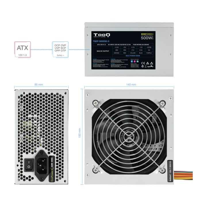 TOOQ ATX PC power supply ECOPOWER-II TQEP-500SSE 500W OEM