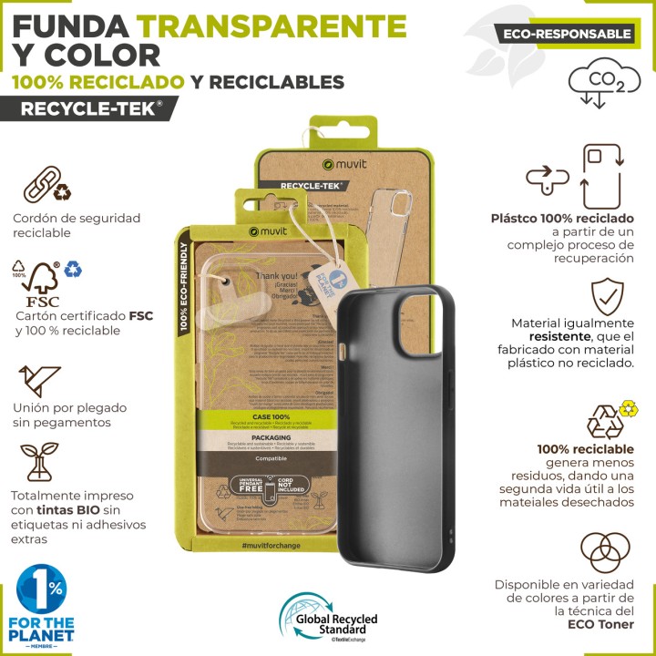 MUVIT Herhappbare hoes voor mobieltje RECYCLETEK-OPPO A38 4G
