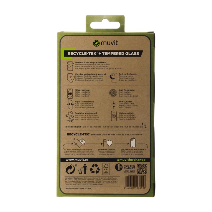 MUVIT Recycled phone case with tempered glass screen