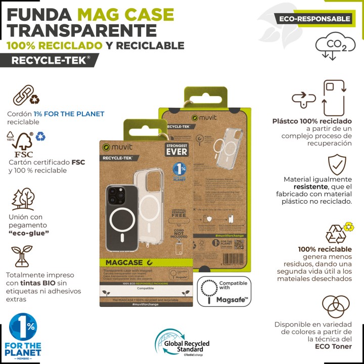 MUVIT Funda magnética reciclada para móvil