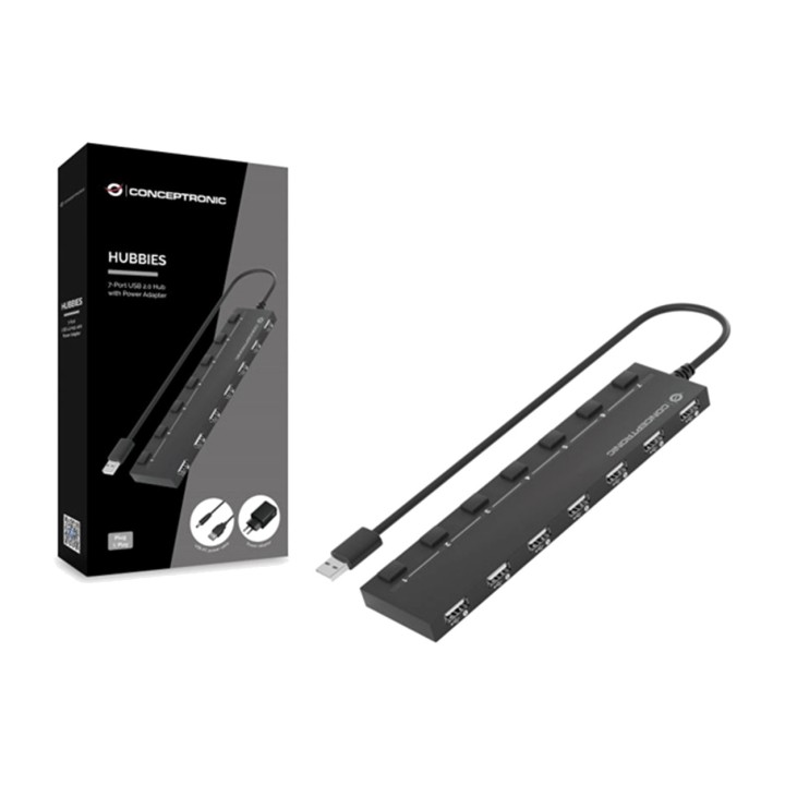 CONCEPTRONIC Hub USB a 7 porte con interruttori e