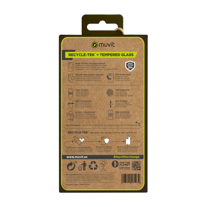 MUVIT Funda antigolpes reciclada para móvil con protector de
