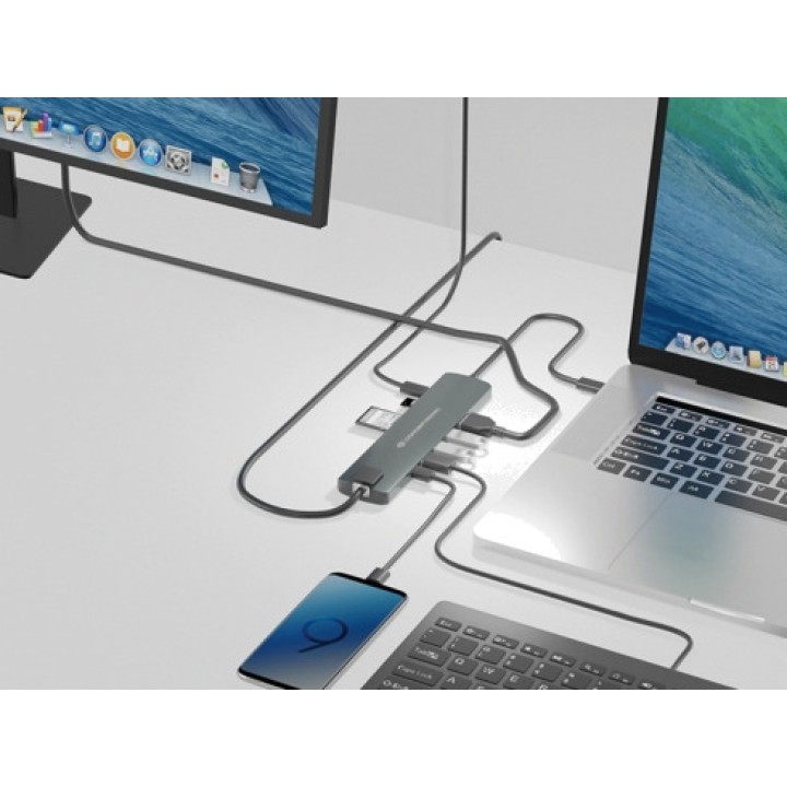 CONCEPTRONIC USB-C monitoriporttisovitin 9-in-1, HDMI,