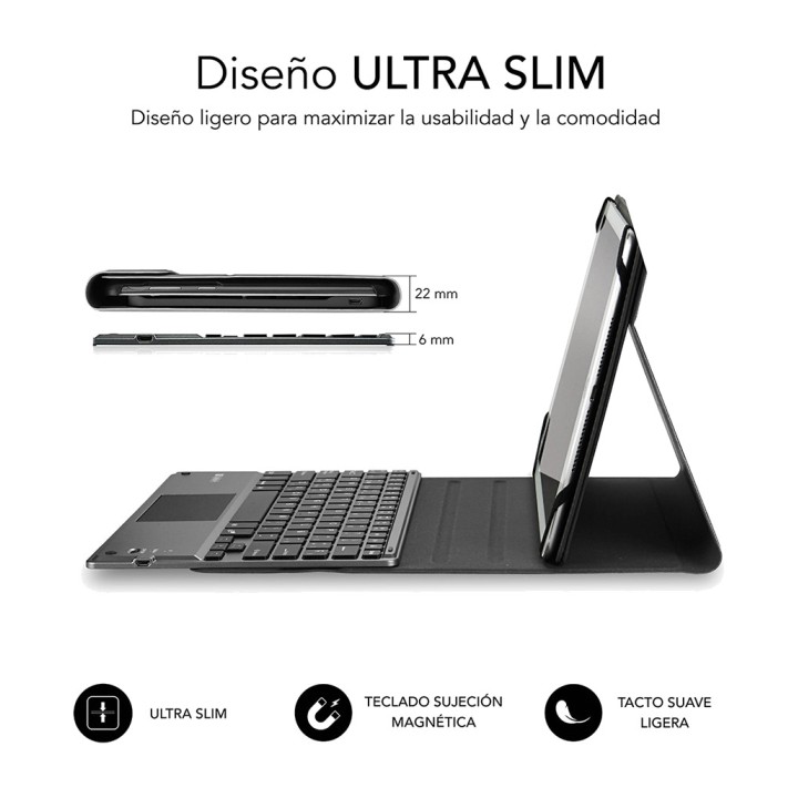 SUBBLIM Funda con teclado bluetooth extraíble y touchpad para tablet de 9,6 a 10,8 pulgadas KEYTAB-PRO DSP0000022167