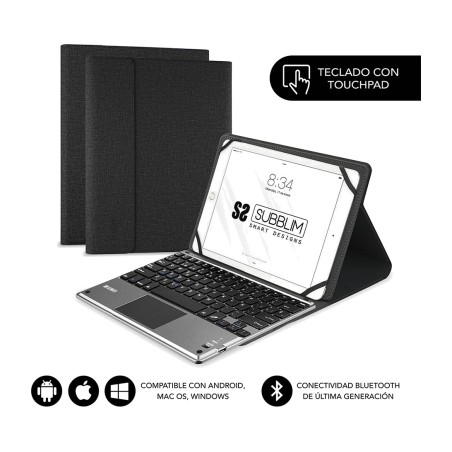 hülle mit abnehmbarer bluetooth-tastatur und touchpad für tablets von 9,6 bis 10,8 zoll keytab-pro