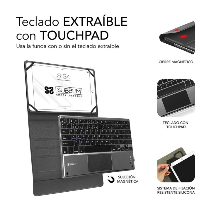 SUBBLIM Custodia con tastiera Bluetooth rimovibile e