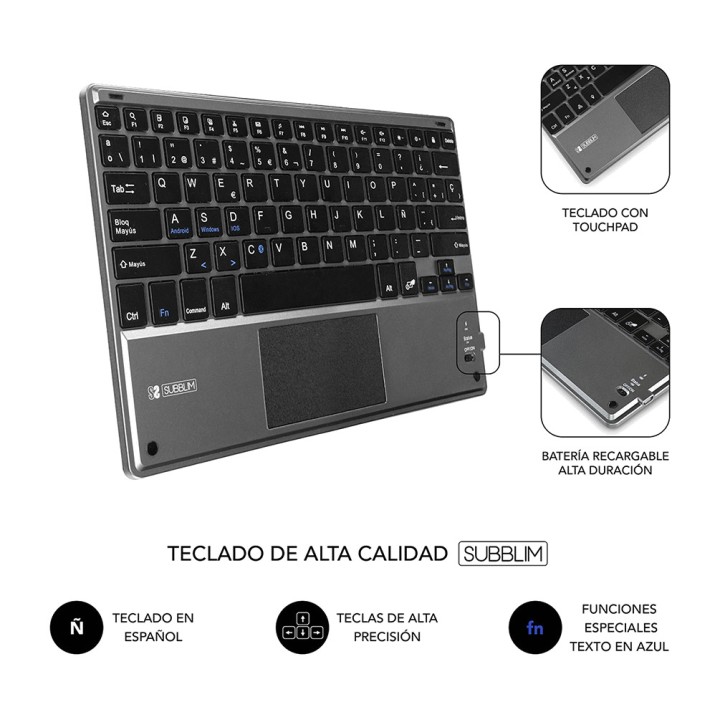 SUBBLIM Custodia con tastiera Bluetooth rimovibile e