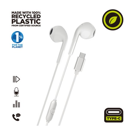 auricolari intrauricolari in plastica riciclata con microfono usb-c e58