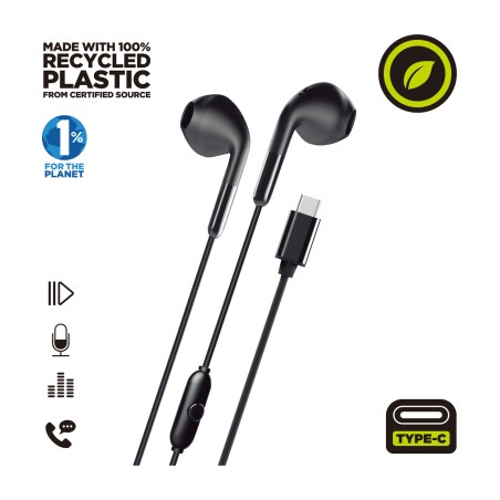 recycled plastic usb-c in-ear headphones with microphone e58