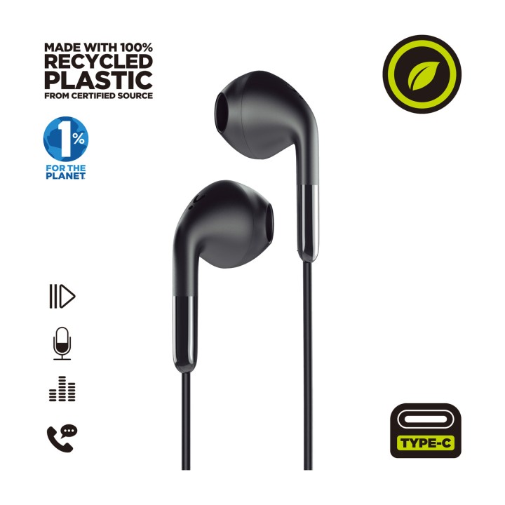 MUVIT USB-C-In-Ear-Kopfhörer aus recyceltem Kunststoff mit