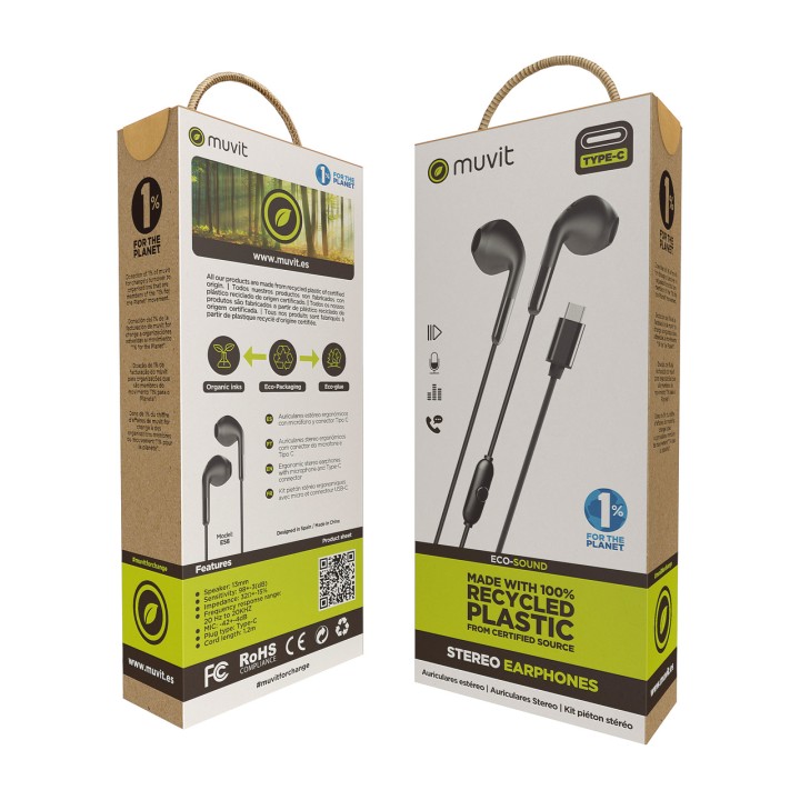 MUVIT Écouteurs intra-auriculaires en plastique recyclé avec