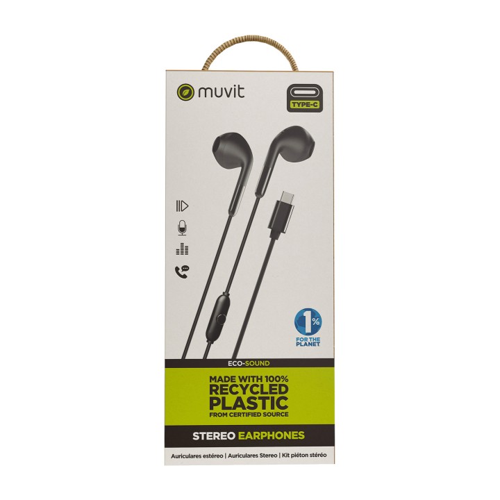 MUVIT Auriculares intraurales USB-C de plástico reciclado