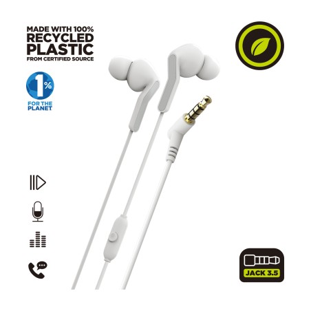 ekologiset kuulokkeet kierrätetystä muovista mikrofonilla e57