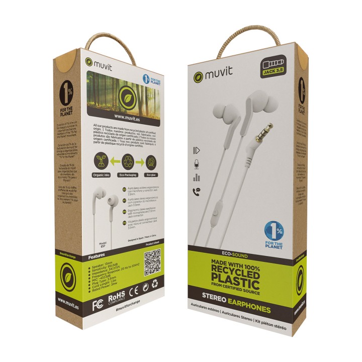 MUVIT Auriculars ecològics de plàstic reciclat amb micròfon