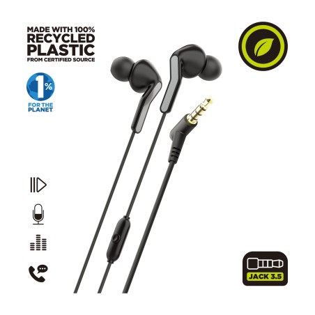 auricolari ecologici in plastica riciclata con microfono e57