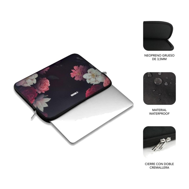 SUBBLIM Neopren-Laptophülle mit Blumenmuster für