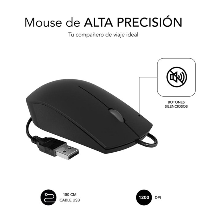 SUBBLIM Ratón ultrafino silencioso con cable USB BUSINESS