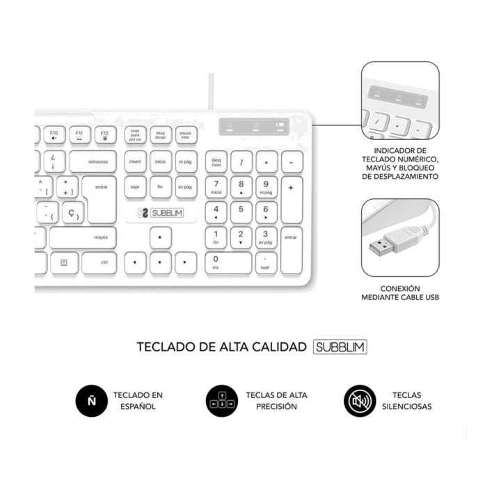 SUBBLIM Low-profile silent wired USB keyboard BUSINESS-SLIM