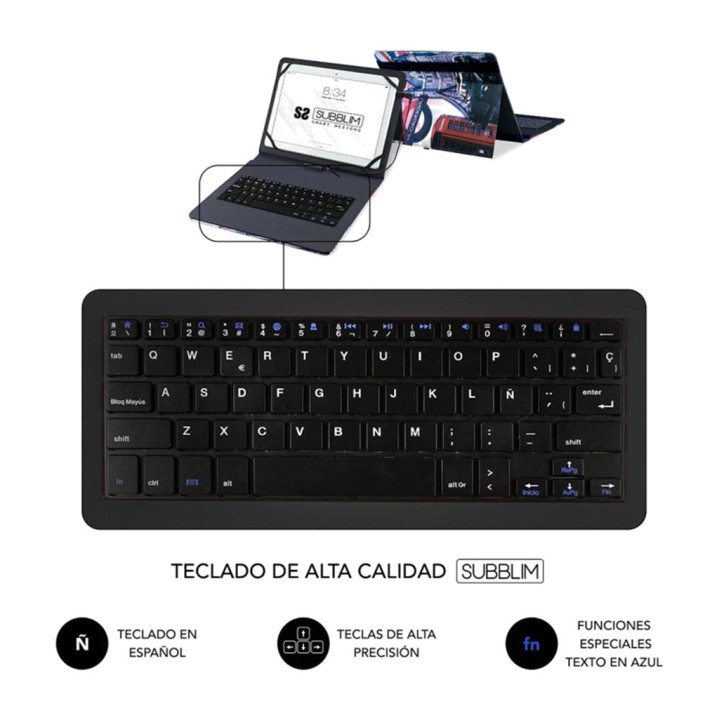 SUBBLIM Étui avec clavier filaire et motif drapeau anglais