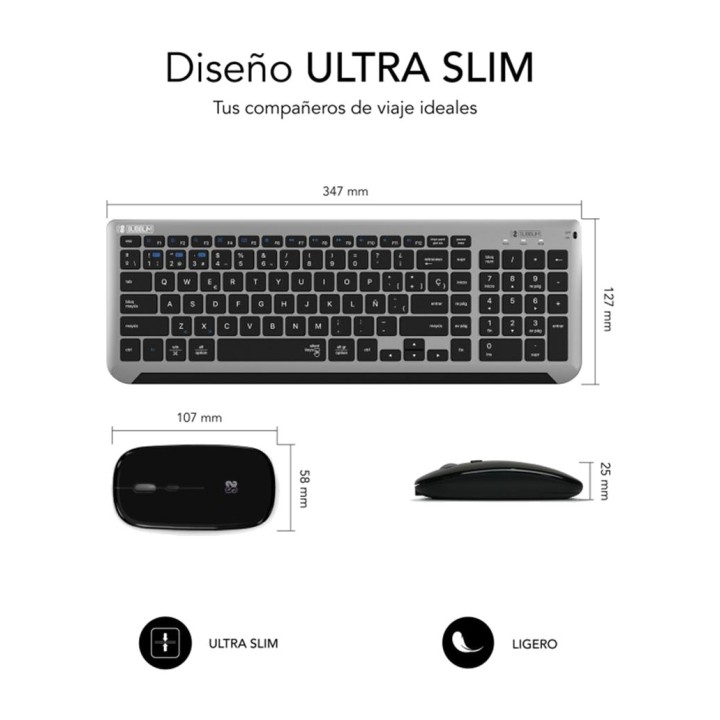 SUBBLIM Kit tastiera estesa e mouse wireless