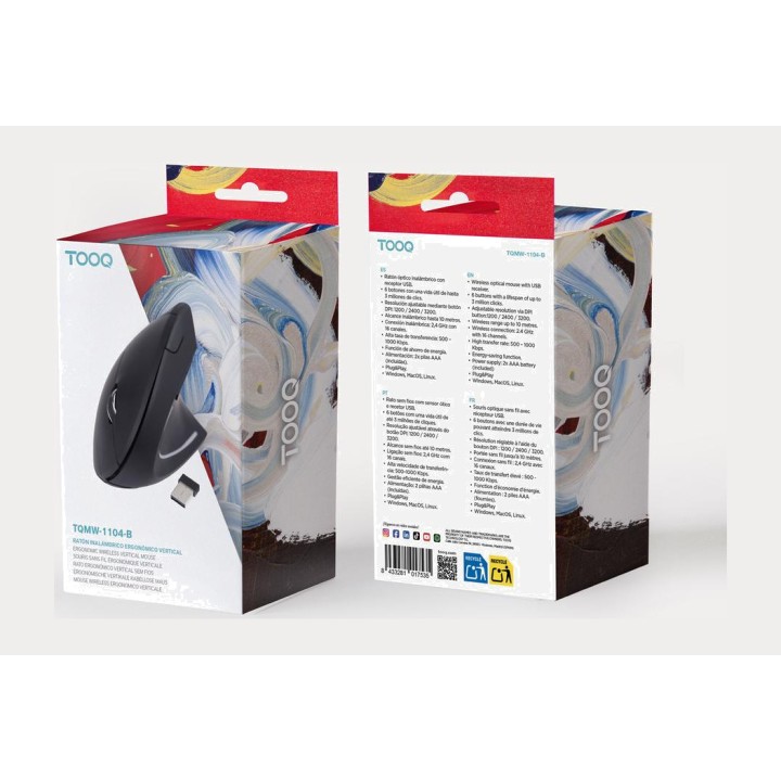 TOOQ Ratón vertical ergonómico inalámbrico TQMWG-1104
