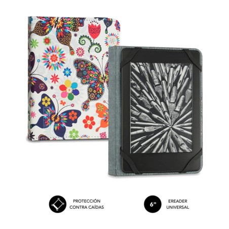 funda con estampado de mariposas para lector de libros electrónicos de 6 pulgadas clever-ebook-case