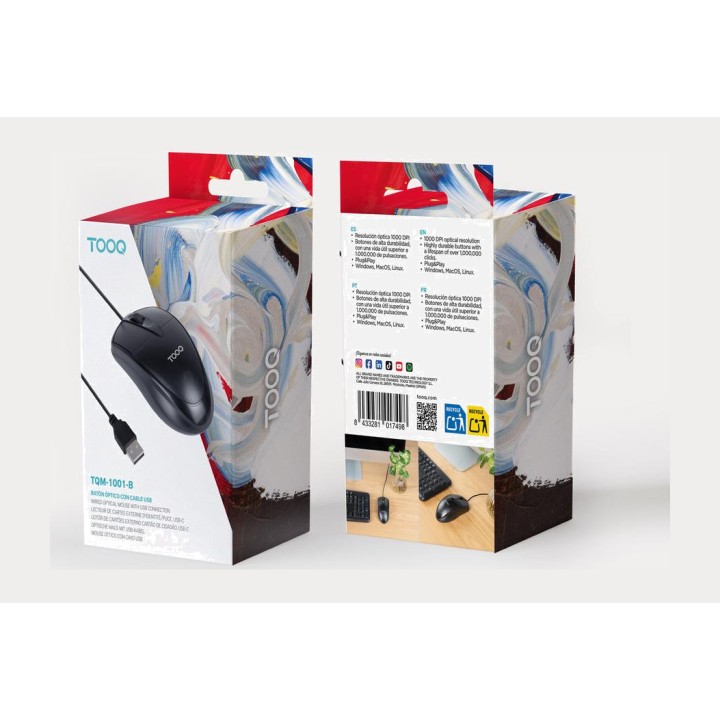 TOOQ Mouse ottico USB cablato TQM-1001 1000DPI DSP0000042360