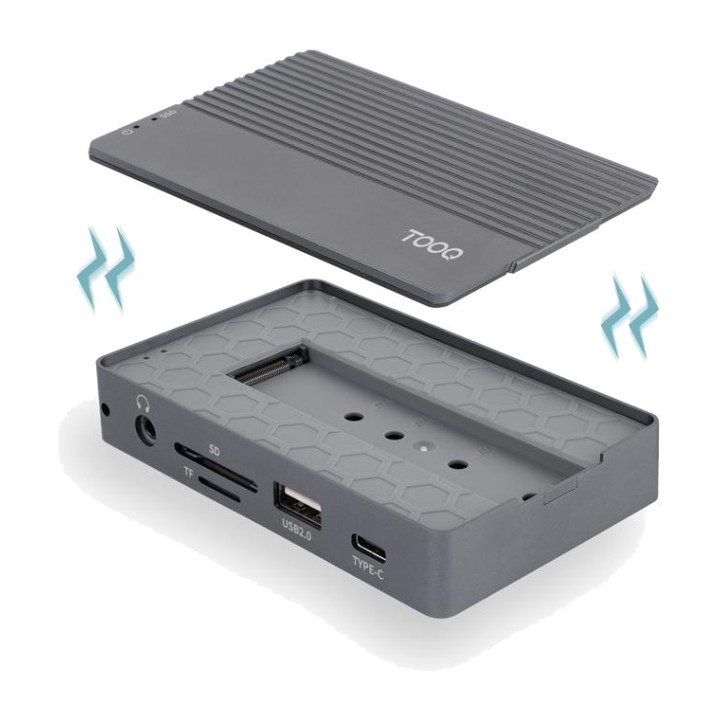 TOOQ Caixa externa per a SSD amb hub USB-C 11 en 1 TQE-2242G