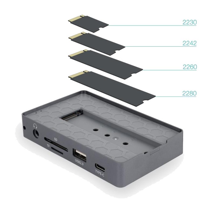 TOOQ Caixa externa per a SSD amb hub USB-C 11 en 1 TQE-2242G