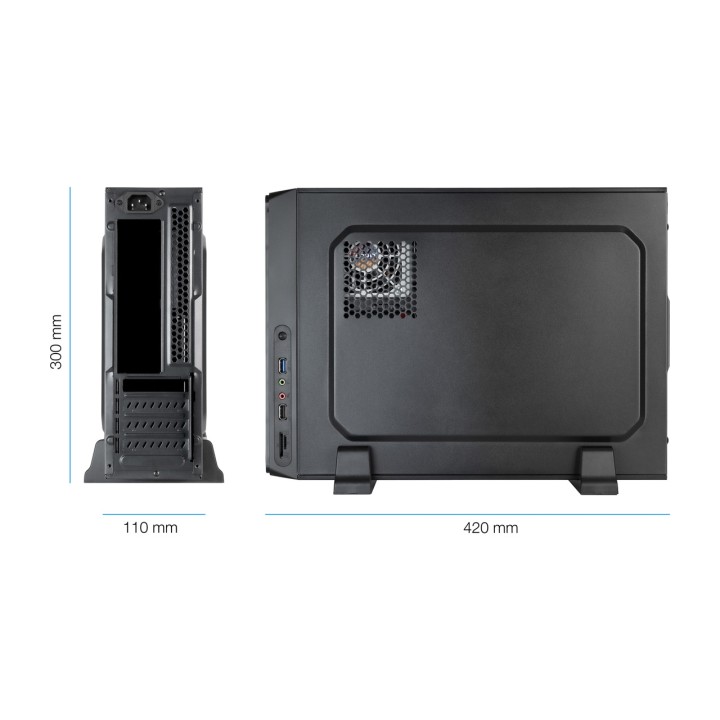 TOOQ Caixa slim para PC com fonte de alimentação e leitor de
