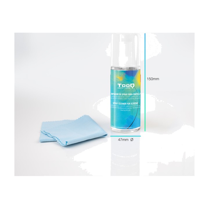 TOOQ Kit detergente spray per schermi con panno in