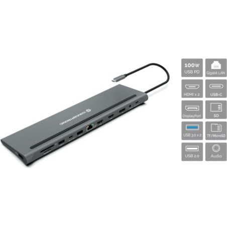 station d’accueil usb-c 12-en-1 donn17g 2xhdmi dp 4k 60 hz rj45 sd/microsd