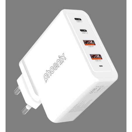 gan-schnellladegerät für laptop, tablet und mobiltelefon 100w 2x-usb-c 2x-usb-a